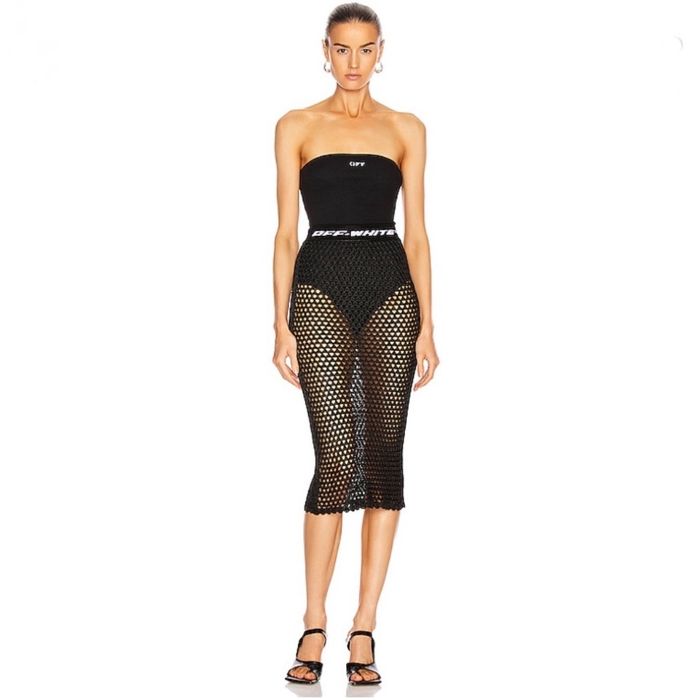 Off-White c/o Virgil Abloh Logo Knit Fishnet Skirt